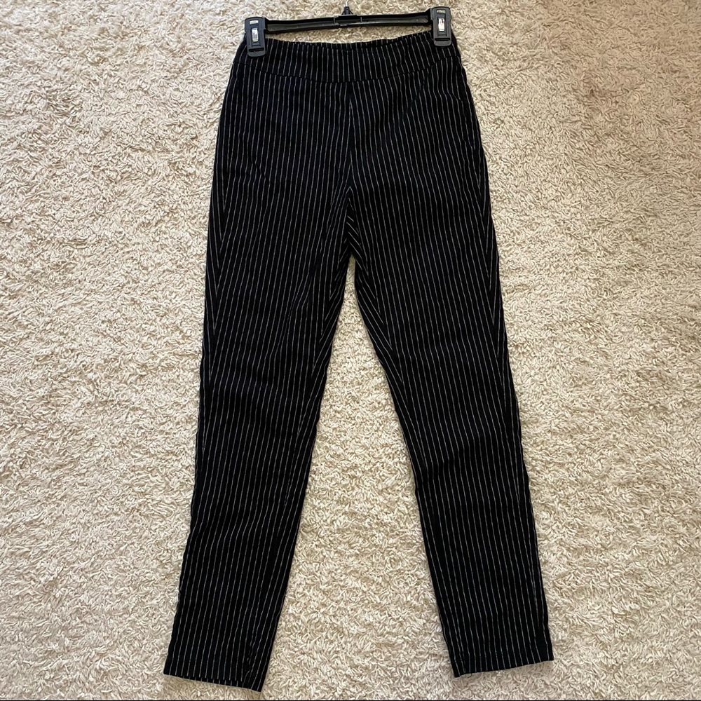 Black and white striped work pants